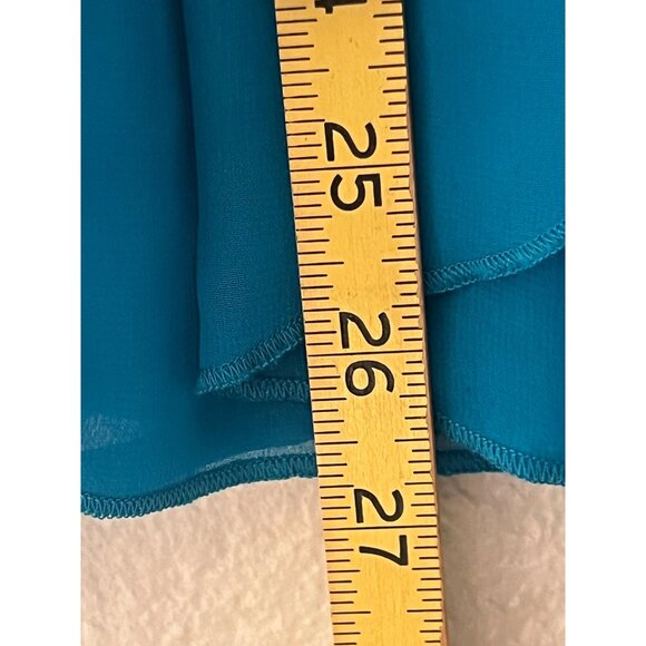 Avenue Studio Turquoise Ruffle Layered Sheer Blouse 22/24 Lightweight Elegant - Picture 11 of 12